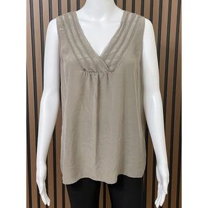J. Jill Women's‎ M Taupe Tank 100% Silk Top Casual Beach Outdoor Minimalist Work